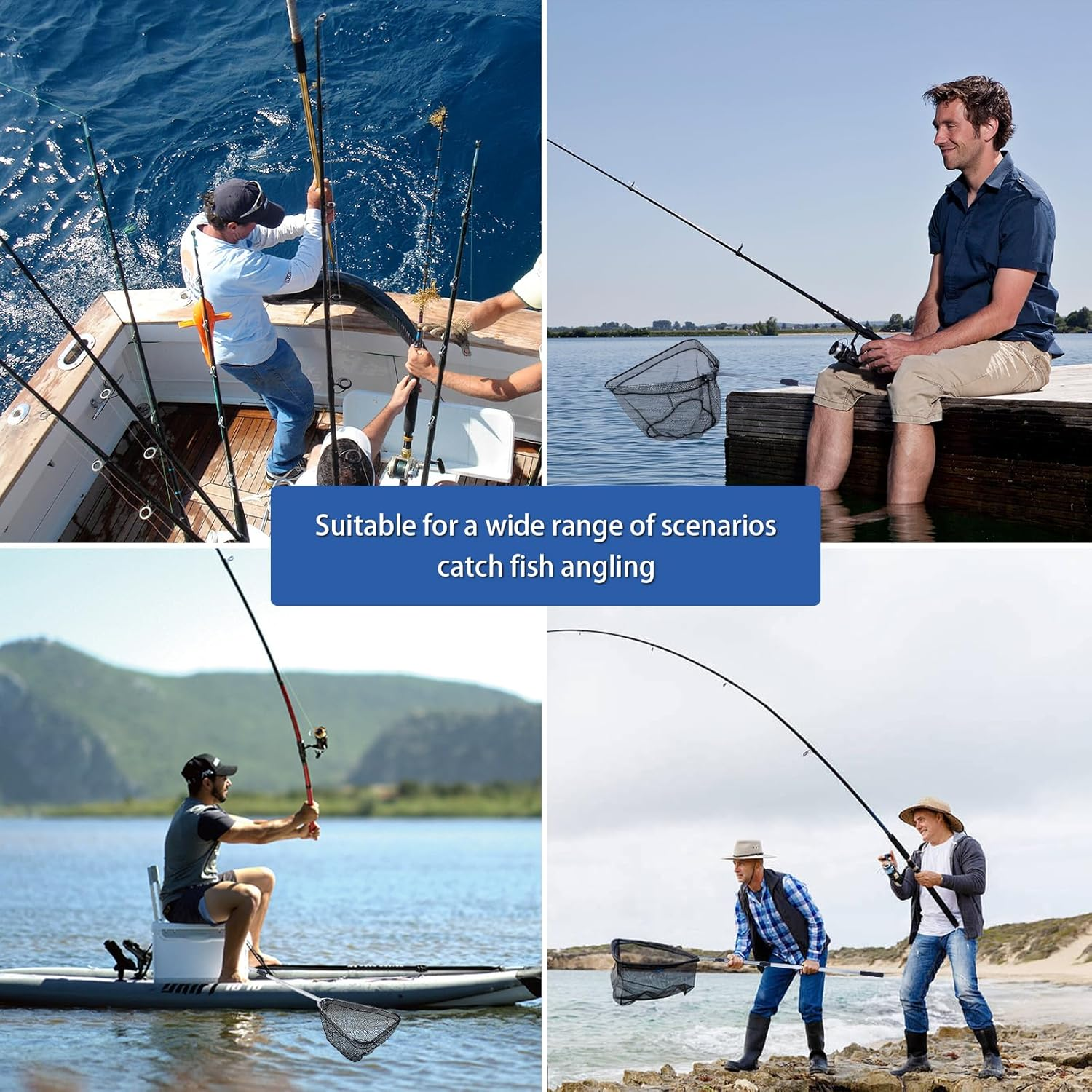 125Cm Telescopic Fishing Net with Pole Handle Foldable Fishing Net for Steelhead,Fly,Safe Fish Catching or Releasing with Fish