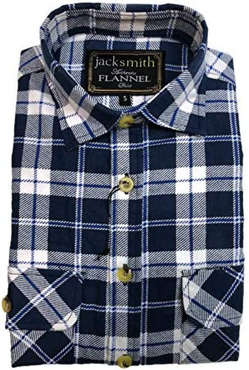 Jacksmith Men'S Authentic Flannel Vintage Flannelette Check Long Sleeve Shirt