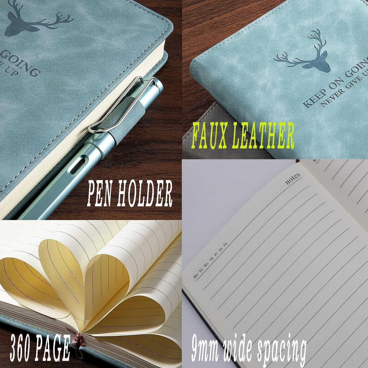 Mumoo Bear A5 Ruled Notebook Journal 180 Sheet/360 Page with Pen Loop, Hardcover Writing Notebooks, Perfect for Office Home School Business Writing and Composition (Light Blue) image number 2