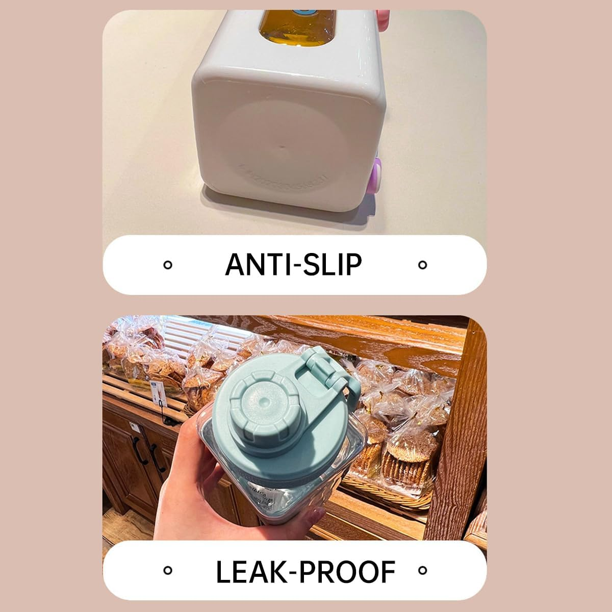 AIMALL Adjustable Kids Water Bottle with Straw, 700Ml/24Oz Leak-Proof Large Capacity Square Plastic Water Cup, Durable Anti-Drop High-Temperature Resistant, Includes Fun Stickers for Customization - Pink image number 4