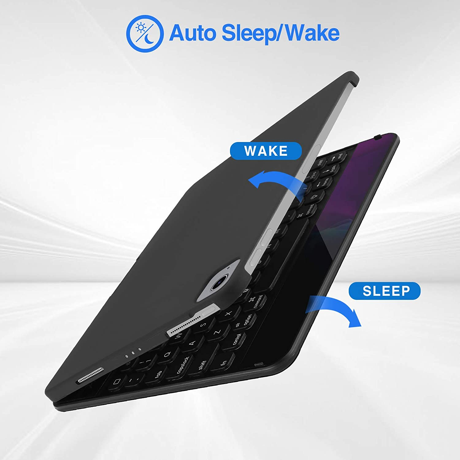 Procase 360&deg; Rotation Keyboard Case for Ipad Air 11" (M3/M2) /Air 5Th/4Th 10.9" / Ipad Pro 11" 2025 2024 2022 2021 2020 2018, Wireless Keyboard with 7 Colors Backlit, Auto Sleep/Wake -Black image number 1