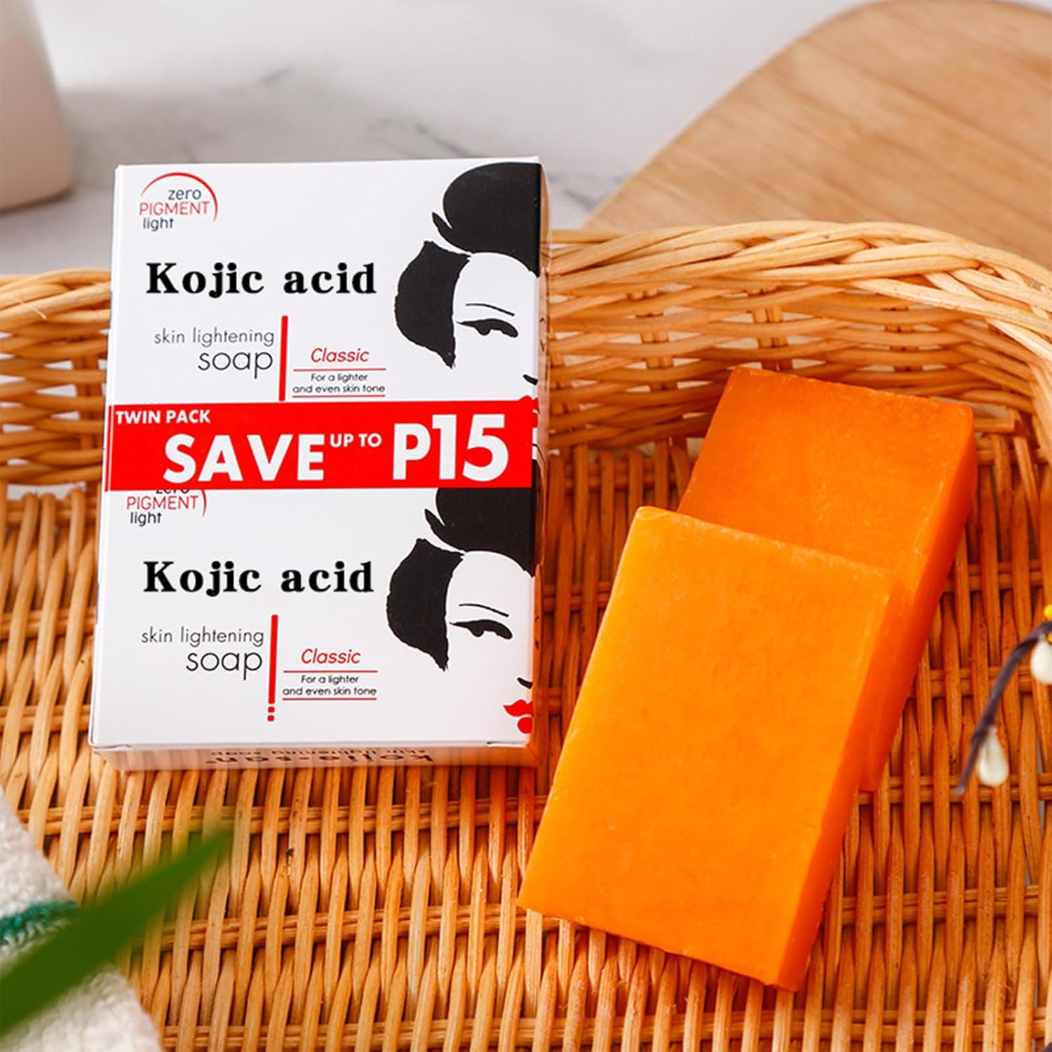 3-Pack Double Brightening with Kojic Acid Soap & Turmeric Soap ，Dark Spot Defense from Pure Kojic Acid ，Glow-Boost for All Skin Types image number 3