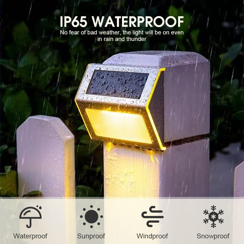 6PCS outside Solar Deck Step Lights, Solar Powered Outdoor Patio Lights Stair Lights, Waterproof Fence Solar Lights for Fence, Patio, Backyard, Garden, Pathway, Deck Railing, Wall Lighting image number 4