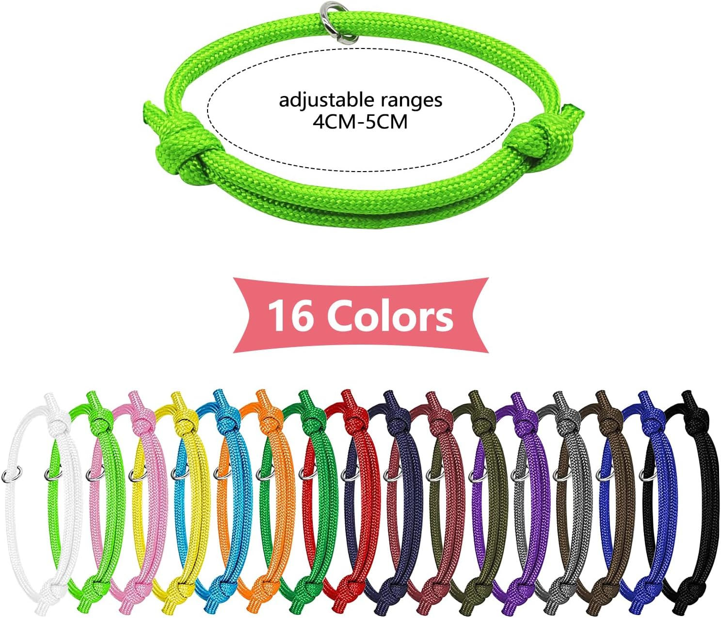 JJWNMLL 16Pcs Puppy ID Collars,Newborn Kitten Collars, Soft Polyester Collars Adjustable Puppy ID Bands Identification Puppy Collar for Dog Kitten Newborn Pet Identification,Multi Coloured (S,12-20CM) image number 6