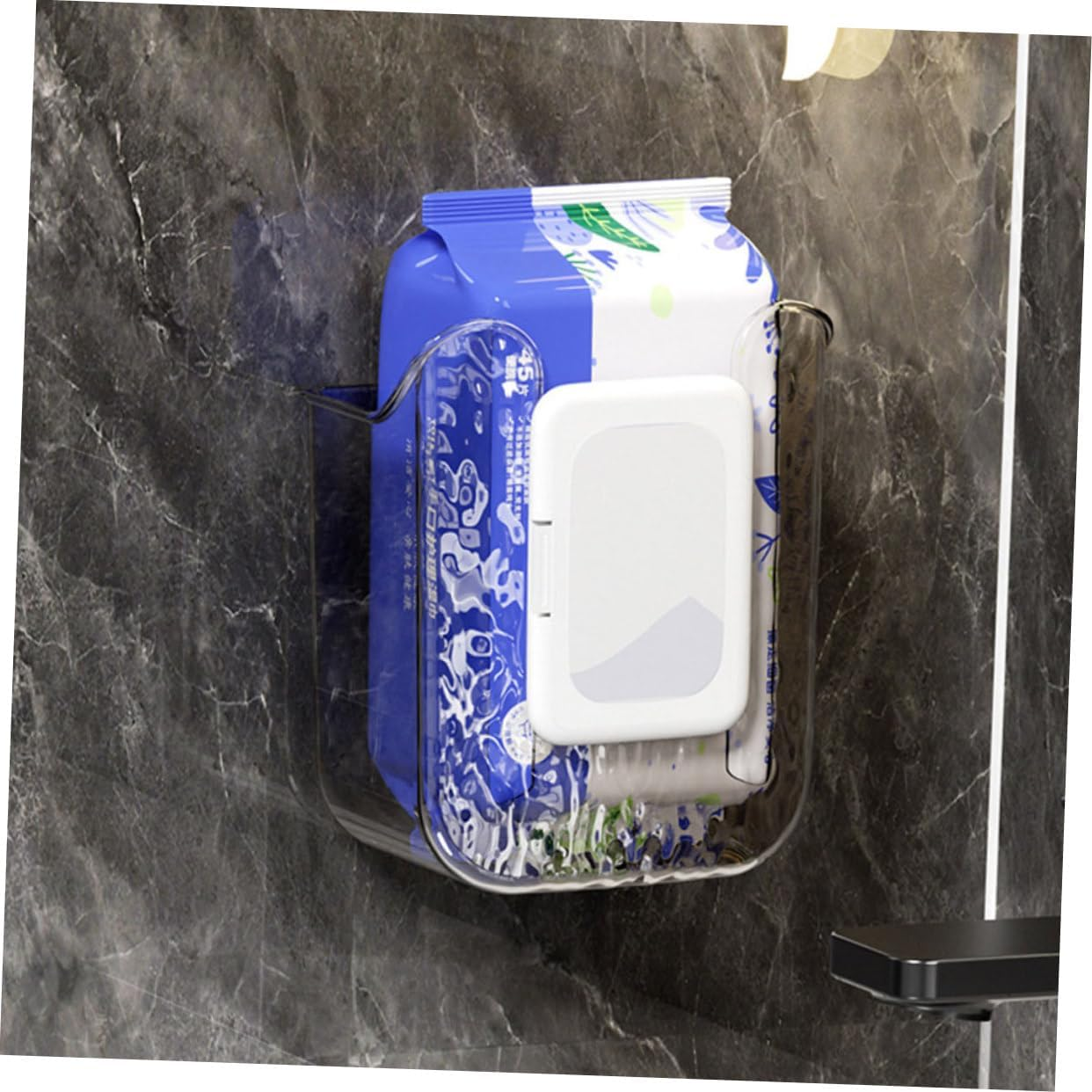 LABRIMP Toilet Paper Holder Stand Wall-Mounted Tissue Box Easy Install Wipe Holder for Kitchen image number 1