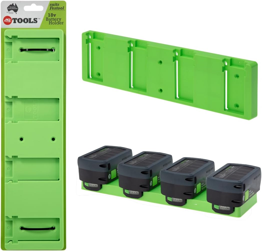 48 Tools Festool 18V Battery Wall Mount - Durable, Uv-Resistant ABS Plastic Holder, Easy 6-Screw Installation, Versatile Mounting, Space-Efficient Design for Workshop & Garage image number 4