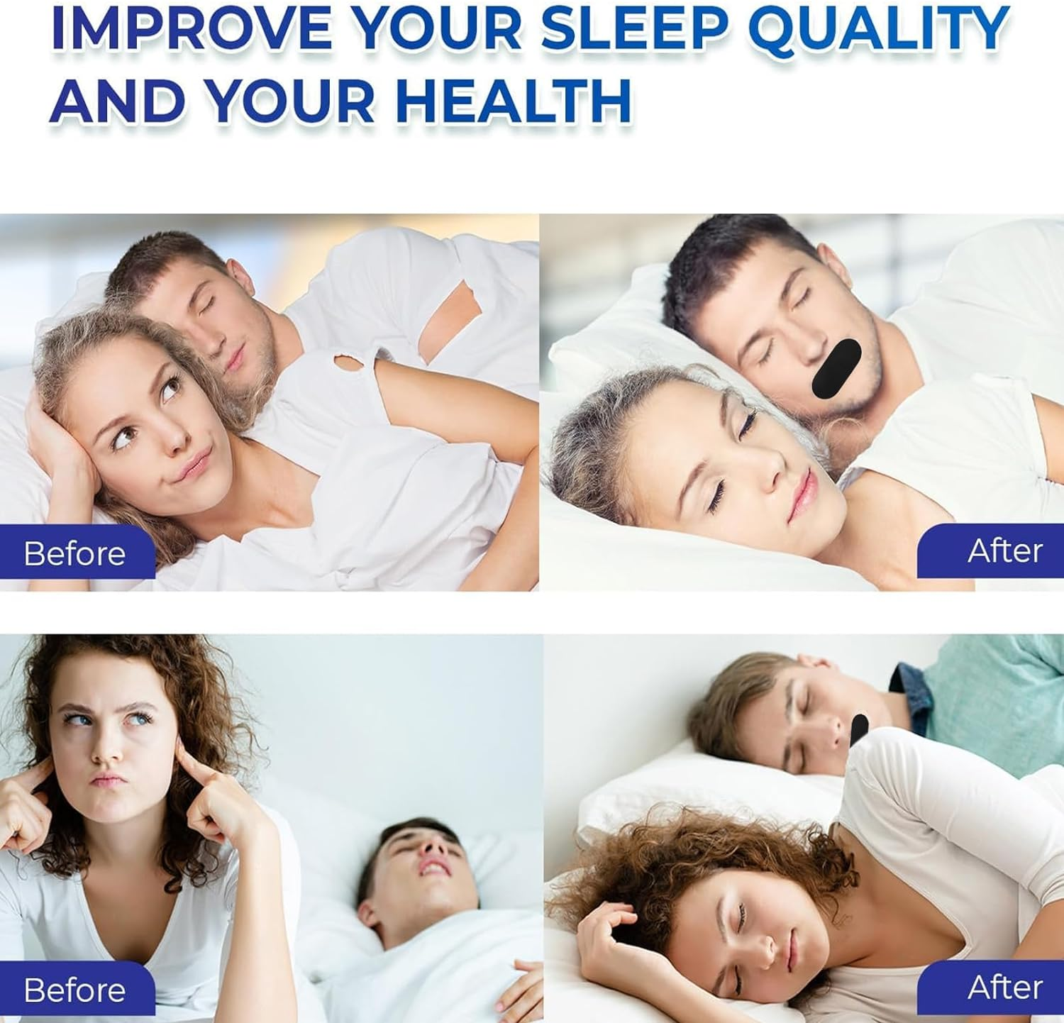 60Pcs Mouth Tape for Sleeping, Hypoallergenic Breathable Tape anti Snoring Sleep Tape Sleep Strips Less Mouth Breathing Snore Reducing and Better Nose Breathing (Black)