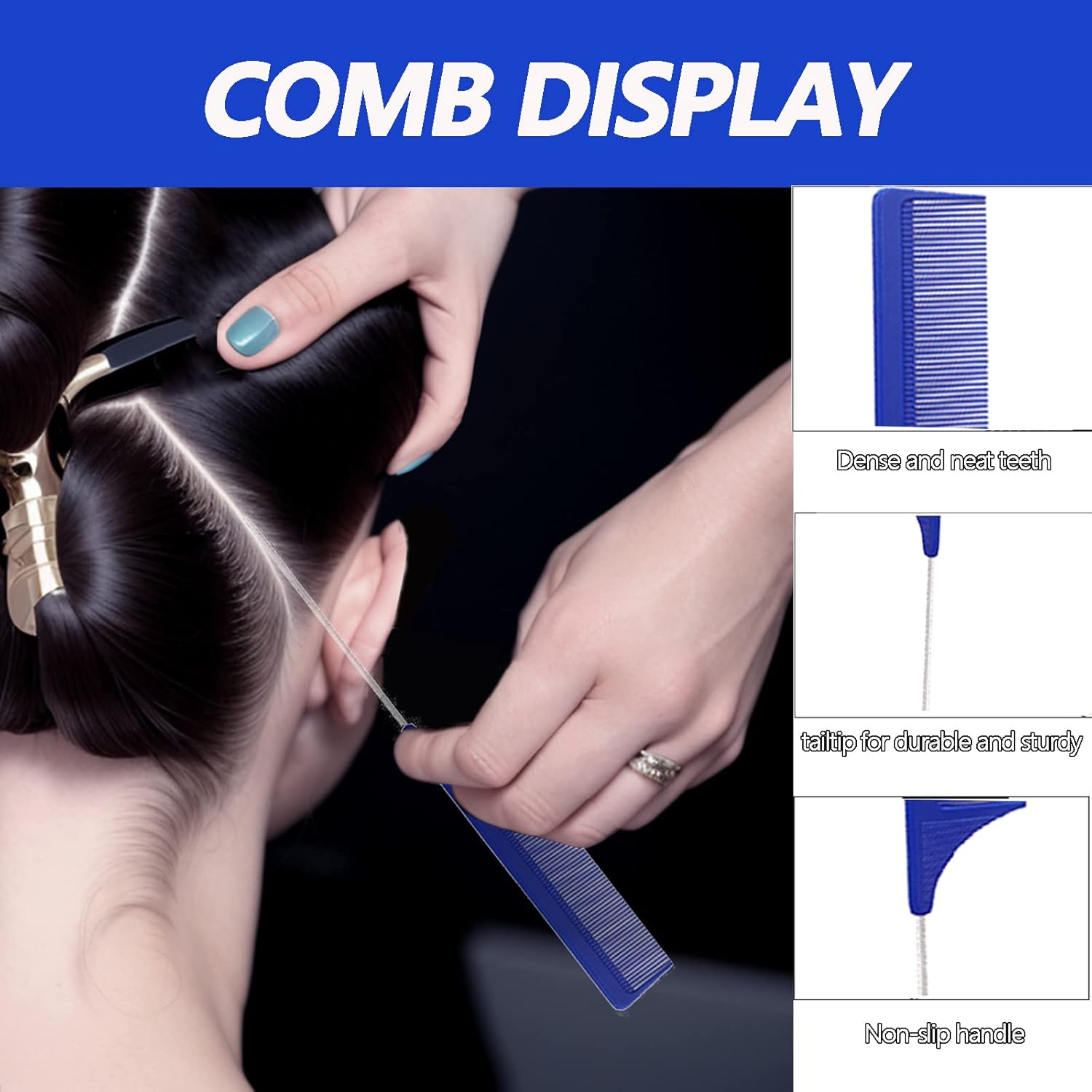 3 Pieces Styling Hair Brush Set, Slick Bristle Hair Brush, Rat Tail Comb Edge Brush for Edge & Back Brushing, Combing Slicking Hair for Women image number 3