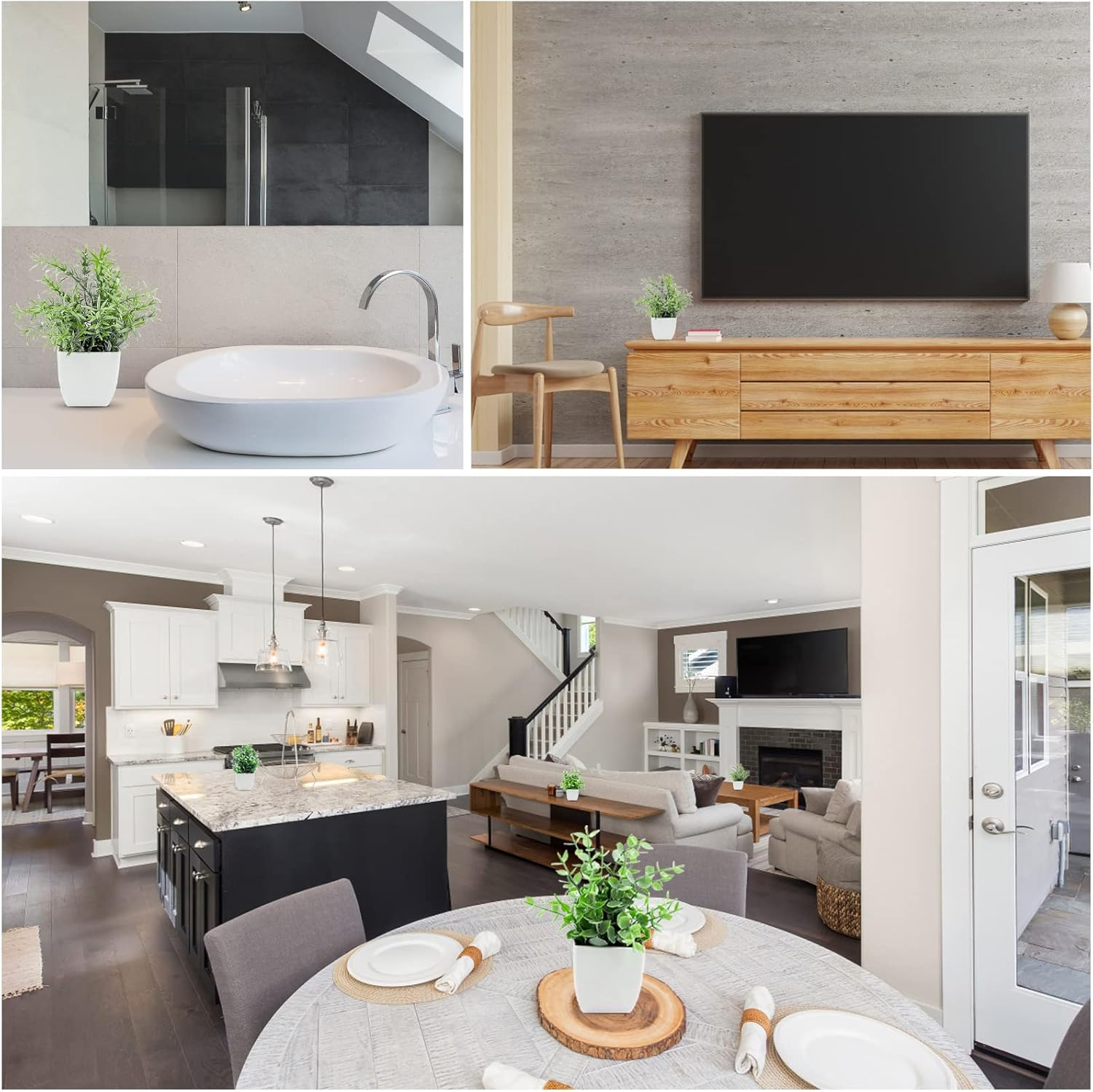 4 Pack Small Potted Fake Plants Artificial Eucalyptus Plants in Pots for Home Decor Faux Plant Indoor Frosted Plastic Planter for Office Bathroom Desk Room Greenery Decoration image number 1