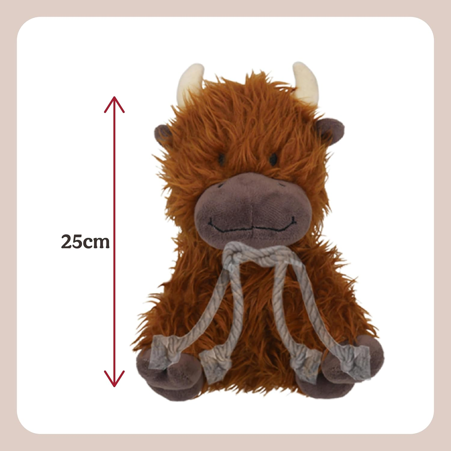 Tough Rope Core Cow, Plush Interactive Dog Toy - Brown image number 2