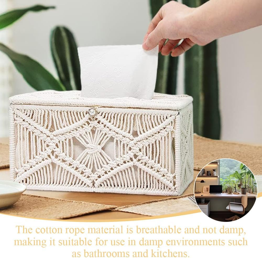 Tissue Box,Paper Tissue Holder,Storage Case,Napkin Organize,Daily Storage Box,For Bathroom Bedroom Dresser Living Room Office,Simple and Beautiful (Rectangle) image number 5