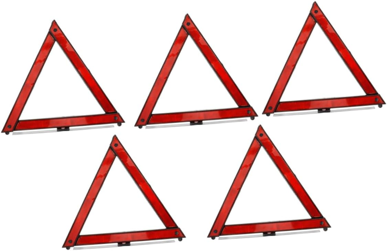 ABOOFAN 5Pcs Reflective Emergency Warning Triangles Foldable Roadside Safety Kit for Vehicles Traffic Safety Equipment for Roadside Assistance and High Visibility Reflective Material image number 6