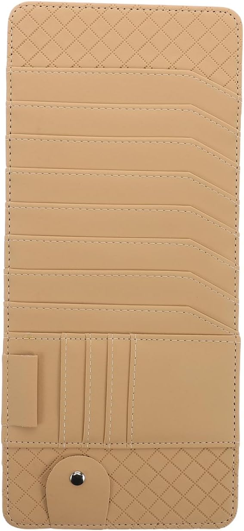 POPETPOP Car Visor Organizer CD Holder with Faux Leather Multifunctional Sun Visor Storage Bag for Sunglasses and Dvds Stylish Car Accessories for Drivers image number 5