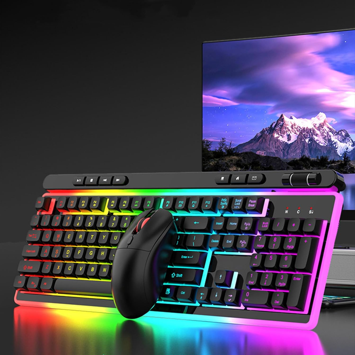 Cordless Keyboard and Mouse Combo, RGB Backlit, Full Size, 2.4Ghz Quiet Keyboard Mouse Ergonomic Keyboard Mouse, 3 Level Adjustable DPI for PC, Laptop image number 3