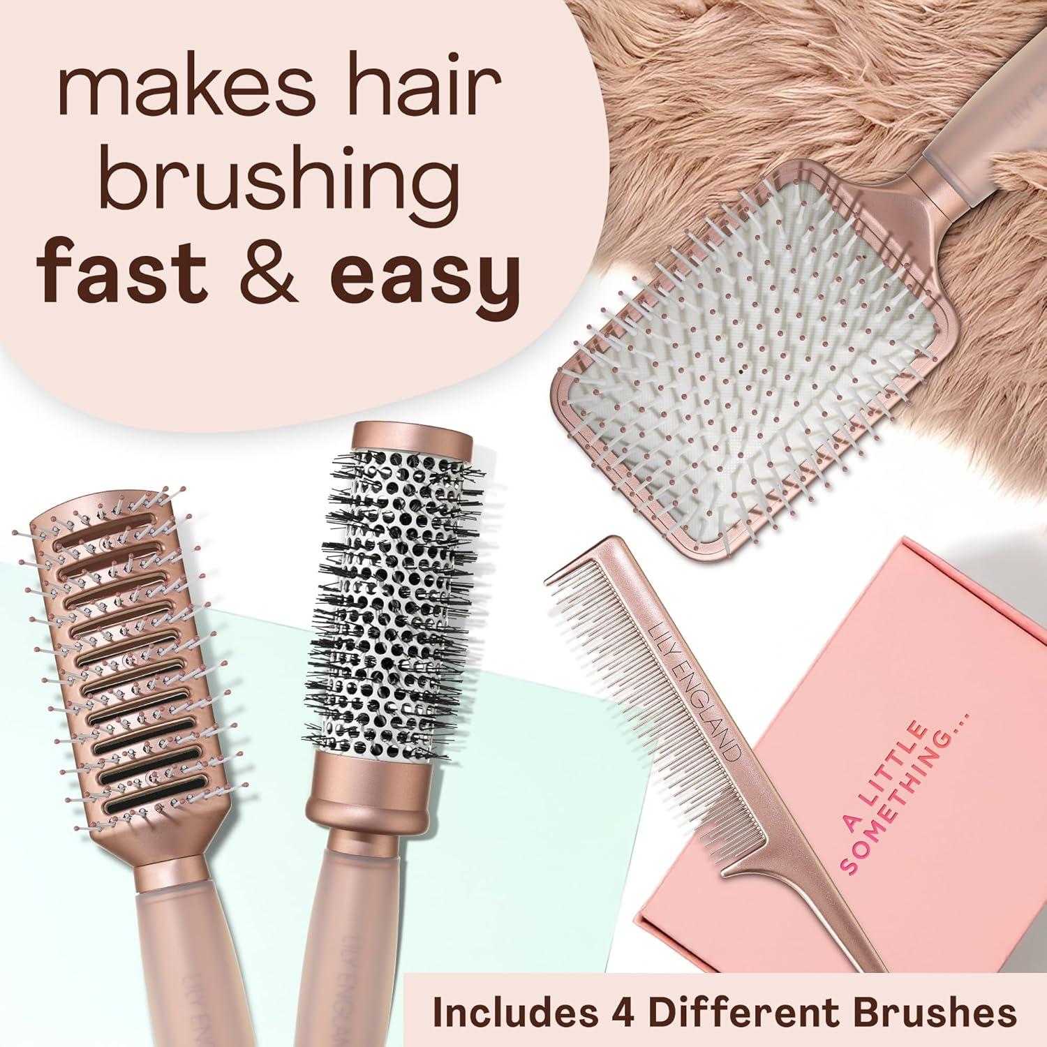 Hair Brush without Pulling, Brush for Detangling, Women'S Gift, Paddle Brush, Comfortable Bristles for Hair and Scalp, Brush for All Hair Types (Matte Rose Gold) - Matte Rose Gold image number 3