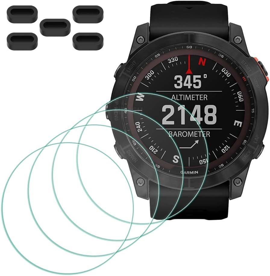 Screen Protector for Garmin Fenix 7X/ 7X Solar/ 7X Sapphire Solar Smartwatch [4 Pcs] + Anti-Dust Plugs 5Pcs, MTHGH Tempered Glass 9H Hardness Bubble Free Film Ultra-Thin Protective Cover image number 5