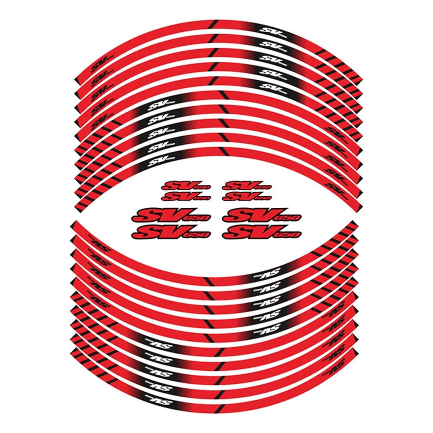 Stickers Motorcycle Front and Rear Tire Rim Reflective Decals Waterproof Stickers Accessories Logo for Suzuki SV650 Sv650 Sv 650 (Color : Red)