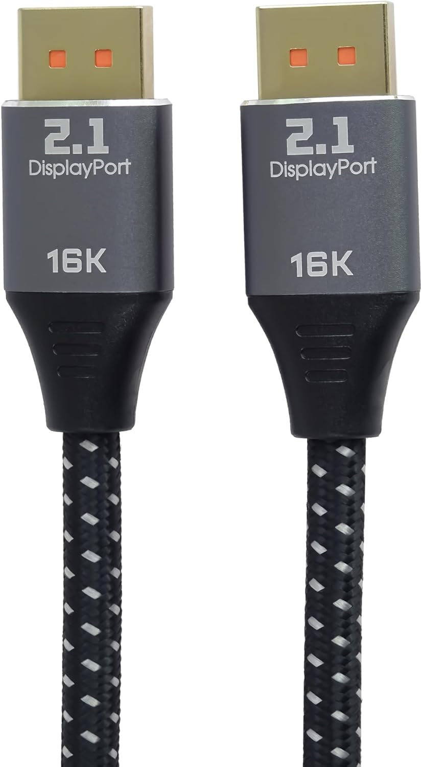 Premiumcord 16K Displayport 2.1 Cable M/M, Displayport to Displayport, 80Gbps, Video 16K@60Hz, 10K@60Hz, 8K@165Hz 2160P, HDCP 2.2, Gold-Plated Connectors, Textile Cable Braid, Length 1.5 M image number 4