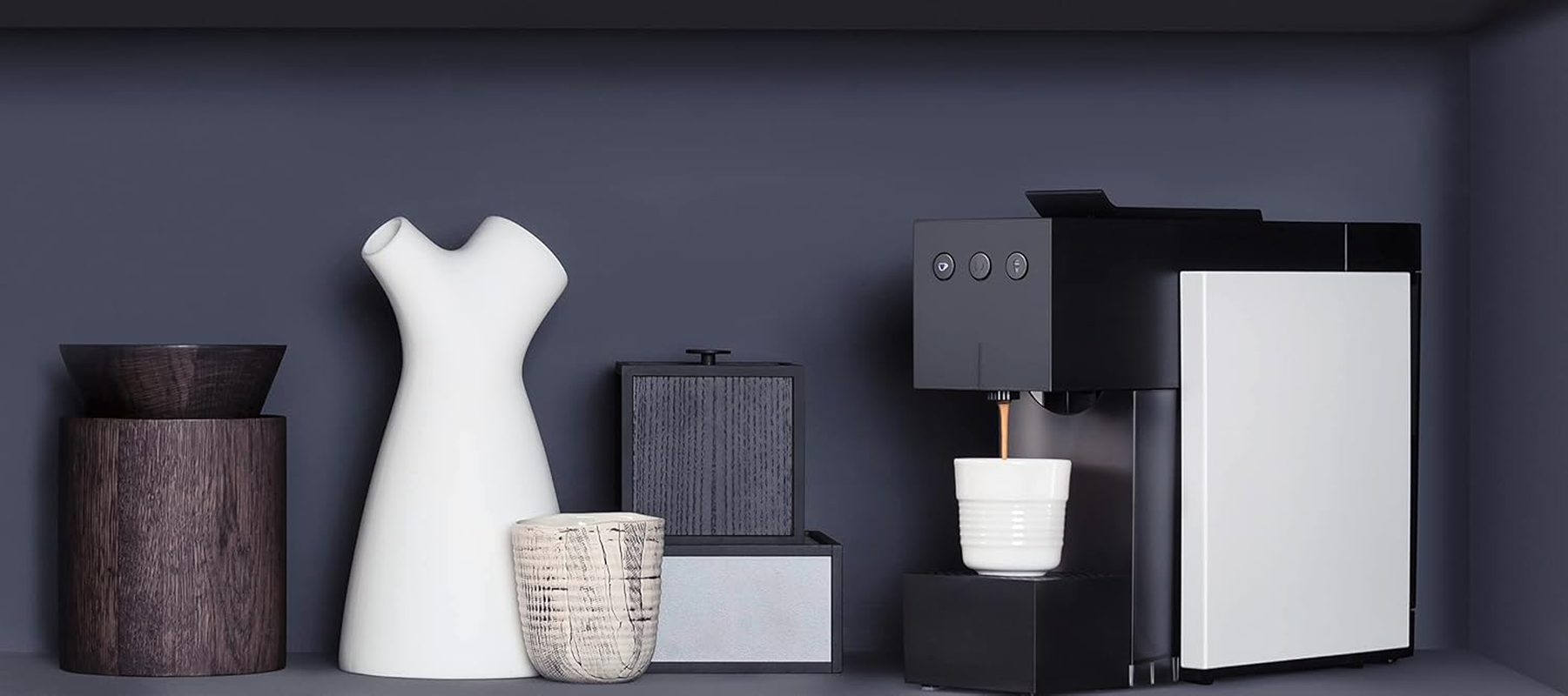 K-FEE Square Capsule Machine for Coffee, Tea & Cocoa, Compact Coffee Machine, Quick Heating, 0.8 L Water Tank, 19 Bar, Nude Colour