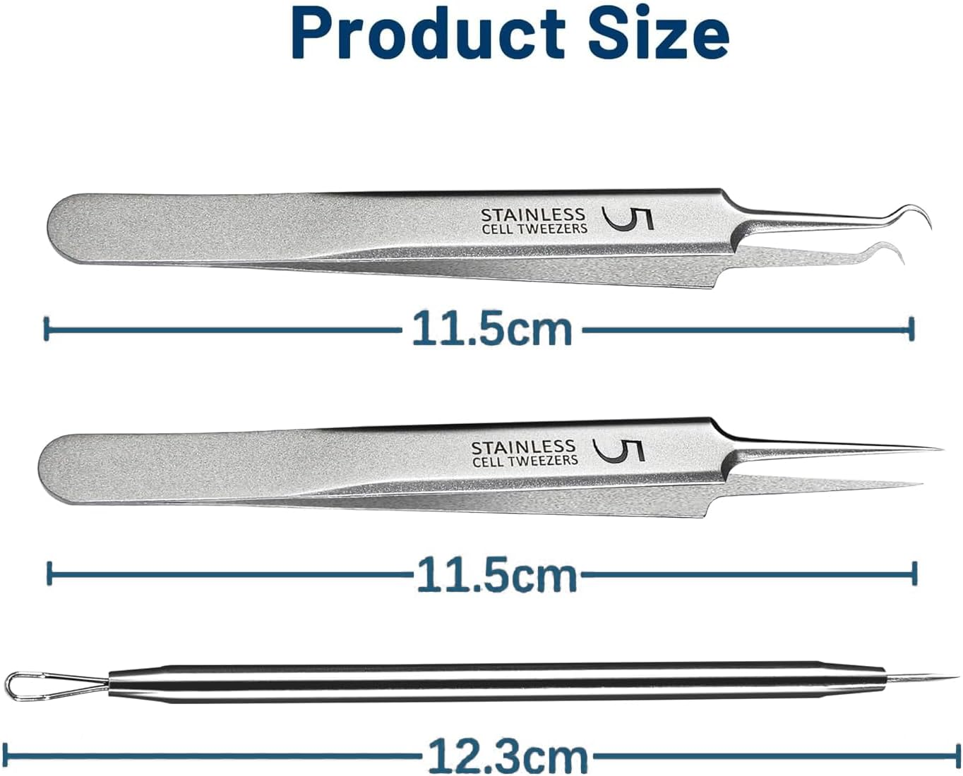 Blackhead Remover Tweezers, Pimple Popper Tool, Ingrown Hair Tweezers, Acne Removal Tool, Comedone Extractor, Precision Blackhead Extractor, Compatible with Acne, Blackheads & Pimples, Ermaoo image number 4