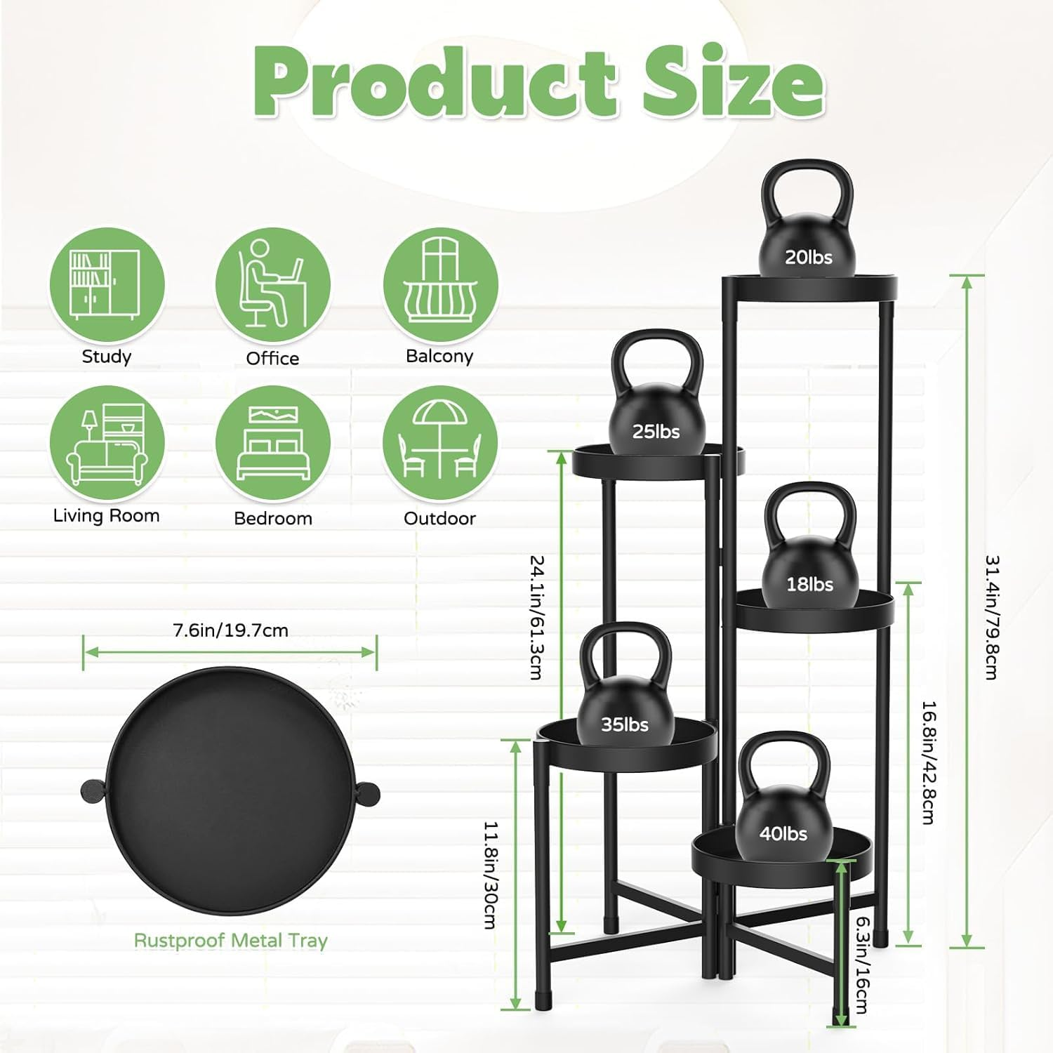 5 Tier Metal Plant Stand Indoor Outdoor, Foldable Corner Tall Plant Stands for Plants Multiple, Tiered Plant Shelf Flower Pot Holder Display Rack for Patio Garden Balcony Living Room image number 4