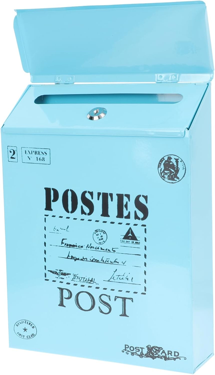 OSALADI Vintage Style Letter Box Rustic Wall Mount Mailbox Iron Material Locking Post Box Retro Complaint Box for Home and Office image number 2