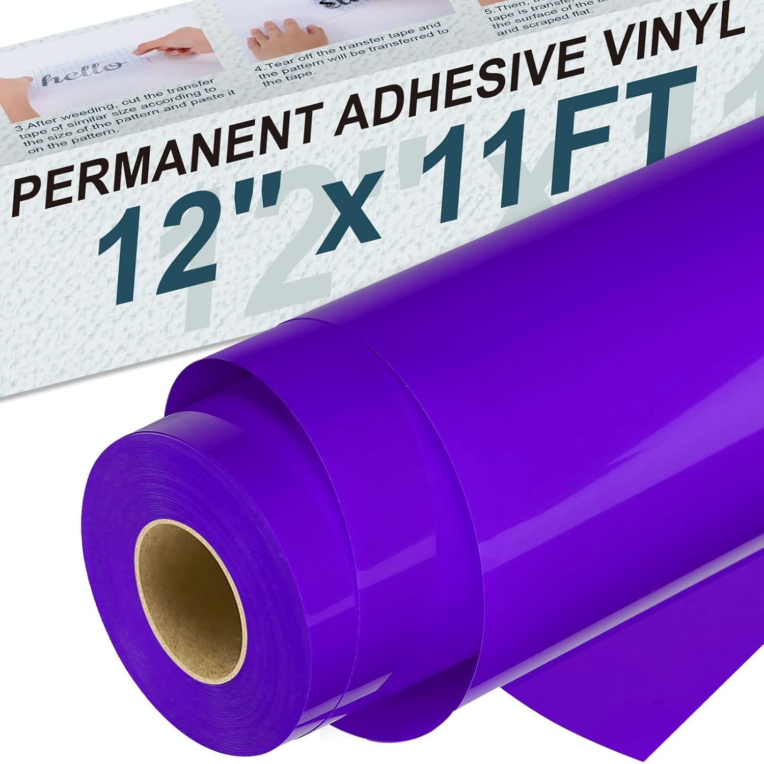 XSEINO White Permanent Vinyl - 12" X 60FT White Adhesive Roll Silhouette and Other Cutters, Permanent Outdoor for Cup,Decor Sticker, Car Decal, Scrapbooking, Signs(Glossy)