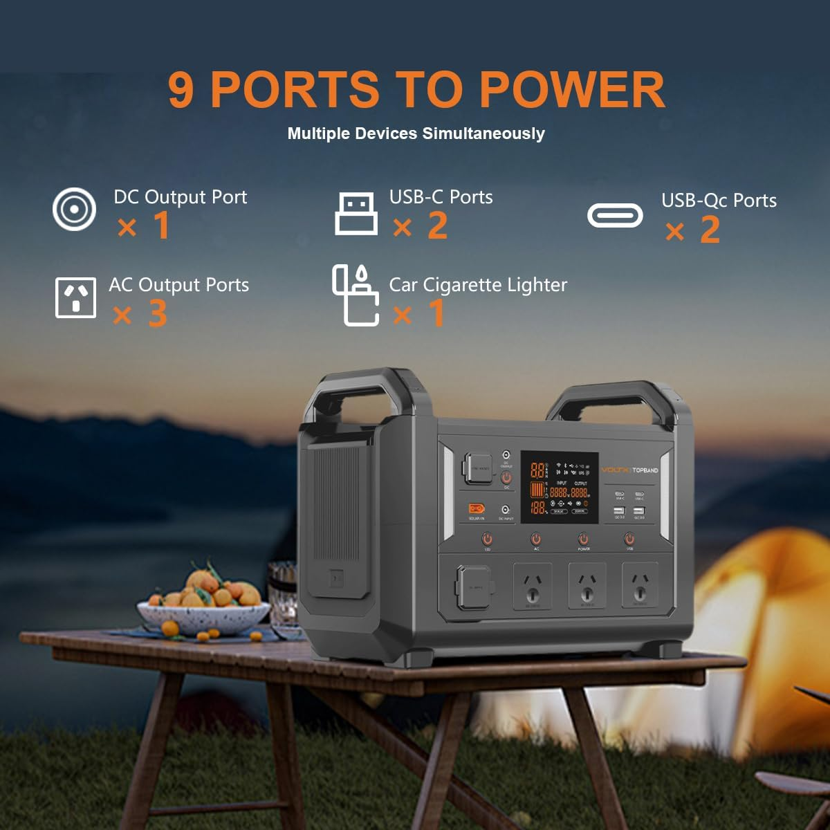 Voltx Topband 1200W Power Station Portable &ndash; 1152Wh Lifepo4 Generator with Pure Sine Wave Inverter, UPS Mode，Fast 2‑Hour Recharge, Ac/Dc/Solar Charging &ndash; Home & Camping Backup image number 1