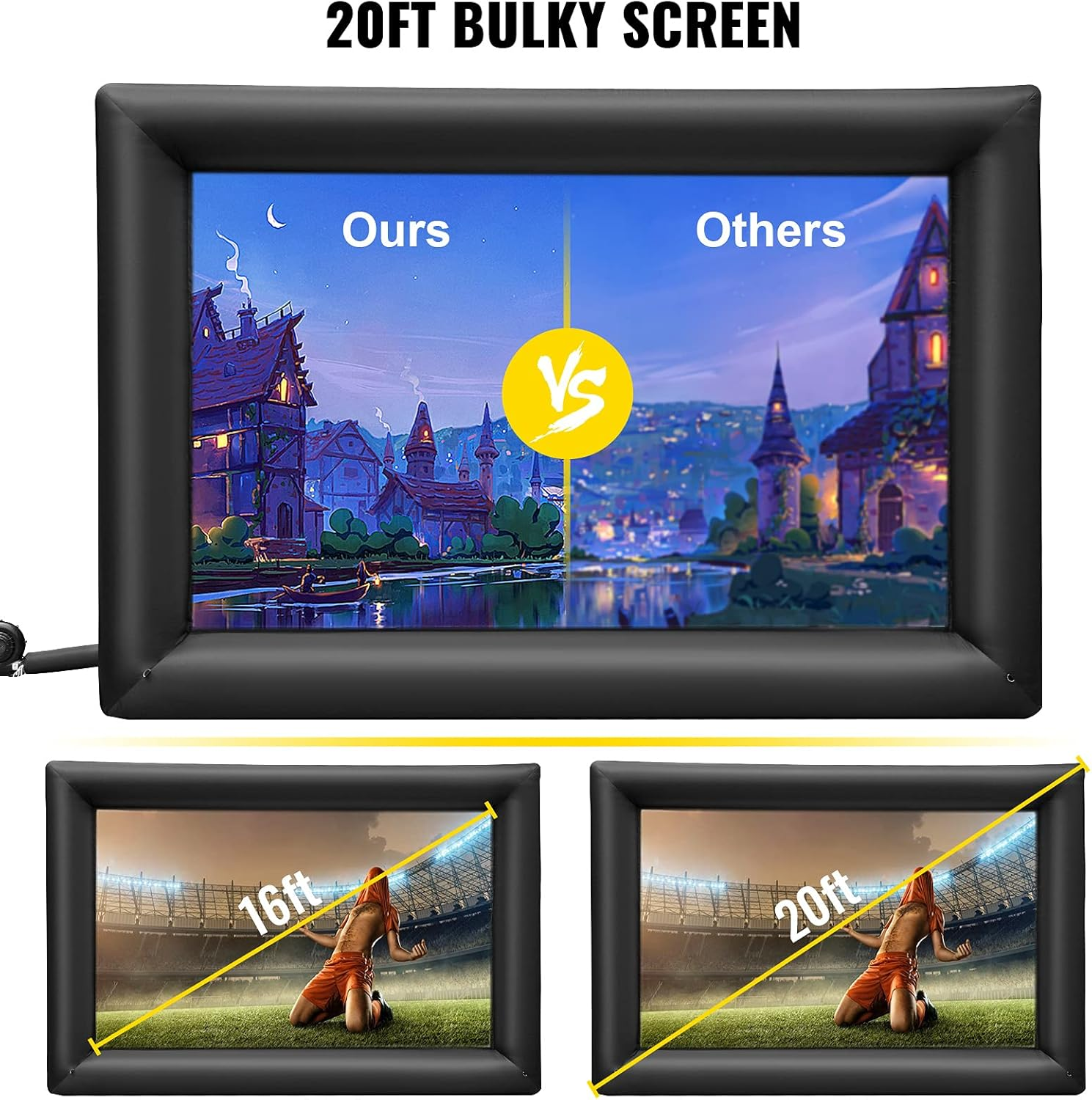 VEVOR Inflatable Movie Screen 6M Inflatable Projector Screen for outside with 350W Air Blower Inflatable Screen Oxford Fabric Material Blow up Screen for Outdoor Movie Supports Front/Rear Projection image number 1