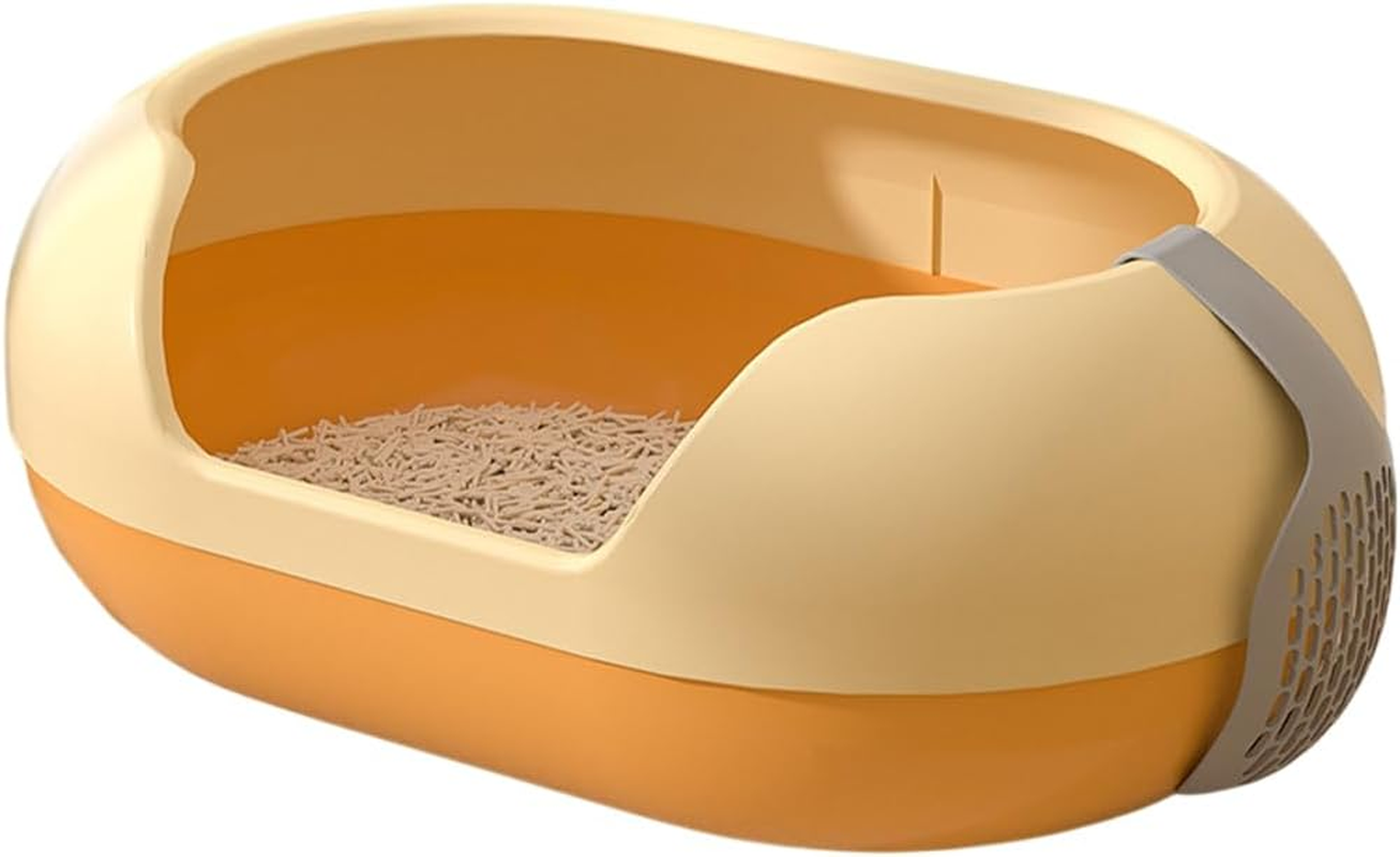 AIMALL Large Semi Closed Cat Litter Box Covered Litter Pan for Cats Easy Clean Design