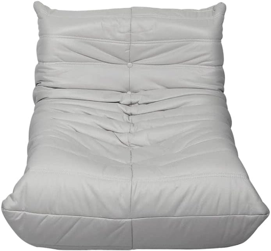 LEVEDE Single Floor Couch Frameless Whole Foam, Modern Caterpillar Lounge Sofa, Leathaire Fabric Lazy Sofa Fireside Chair, Recliner for Living Room, Bedroom, Office (Light Grey)&hellip; image number 4