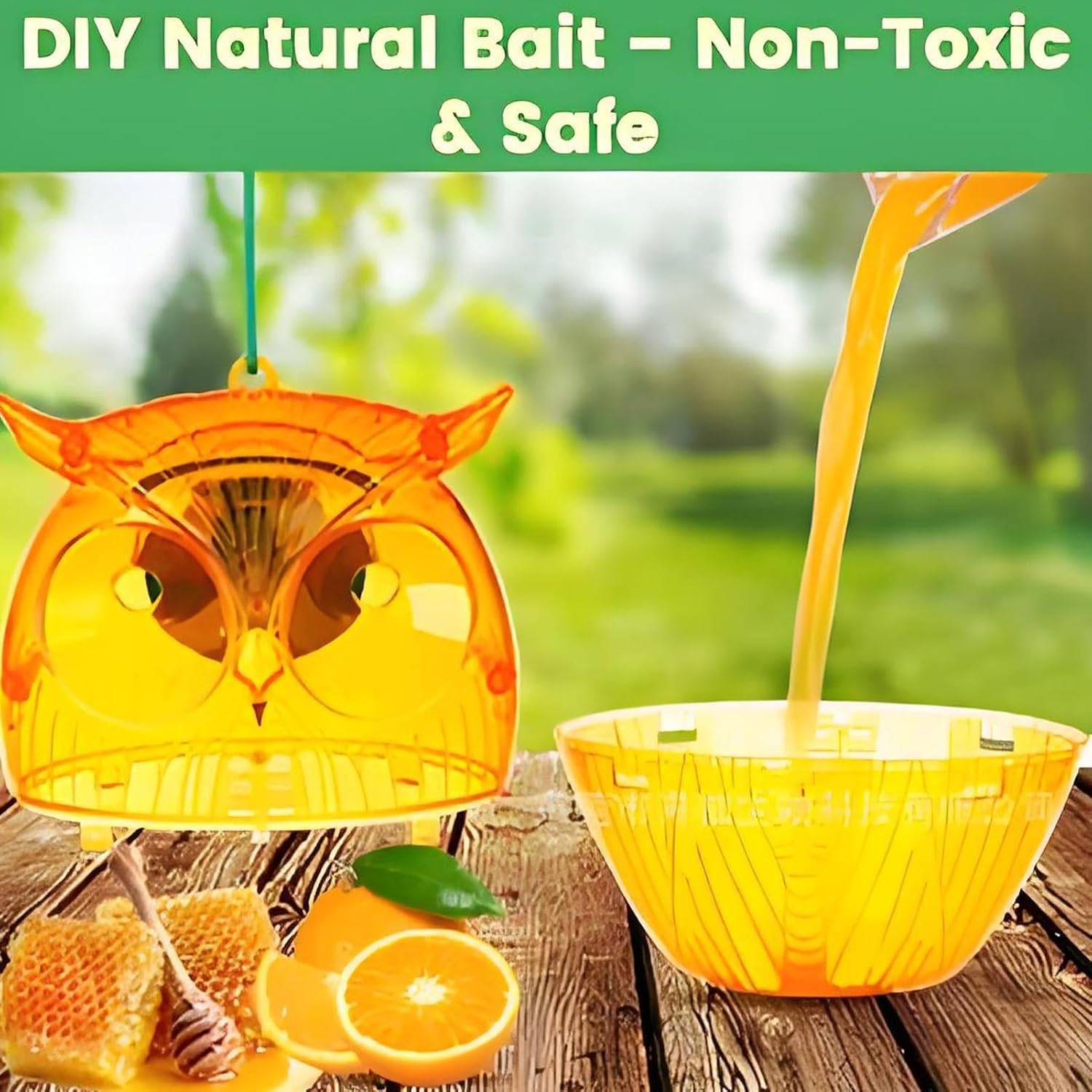 Uoqpty Wasp Catchers for Outside,Solar Owl Shape Carpenter Bee Trap with LED Light | Gardening Supplies for Camping Orchard Shed Picnic Fruit Trees Backyard Pool Area Nature Attic Porch