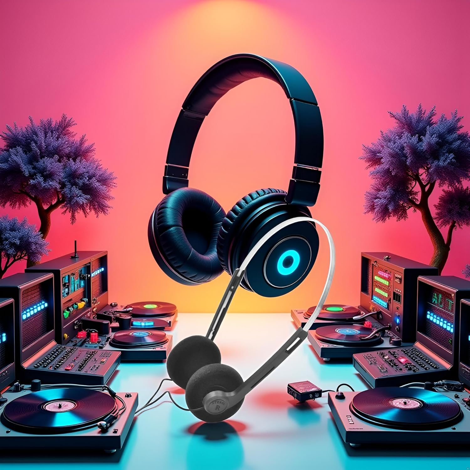 Black Retro Over-Ear Earphones,Mini Stereo Lightweight Headphones with Cord, 80S 90S Vintage Headset Wired,Walkman Headphone, Hi-Fi Stereo Earphone,For Most Mobile Phones Playback Pevices Headphones image number 5