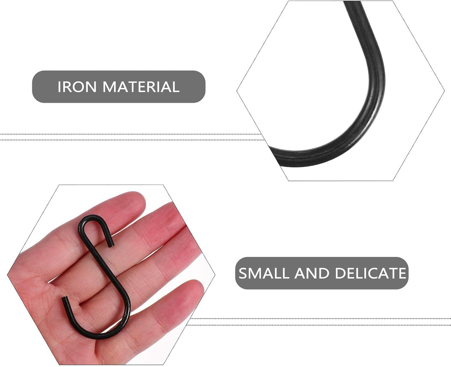 Veemoon 25 Pcs Black Iron S-Shaped Hooks Small Jeans Hangers for Kitchen Storage Organization, Clothes Rack, Towel and Utensil Hanging in Home and Bathroom image number 4