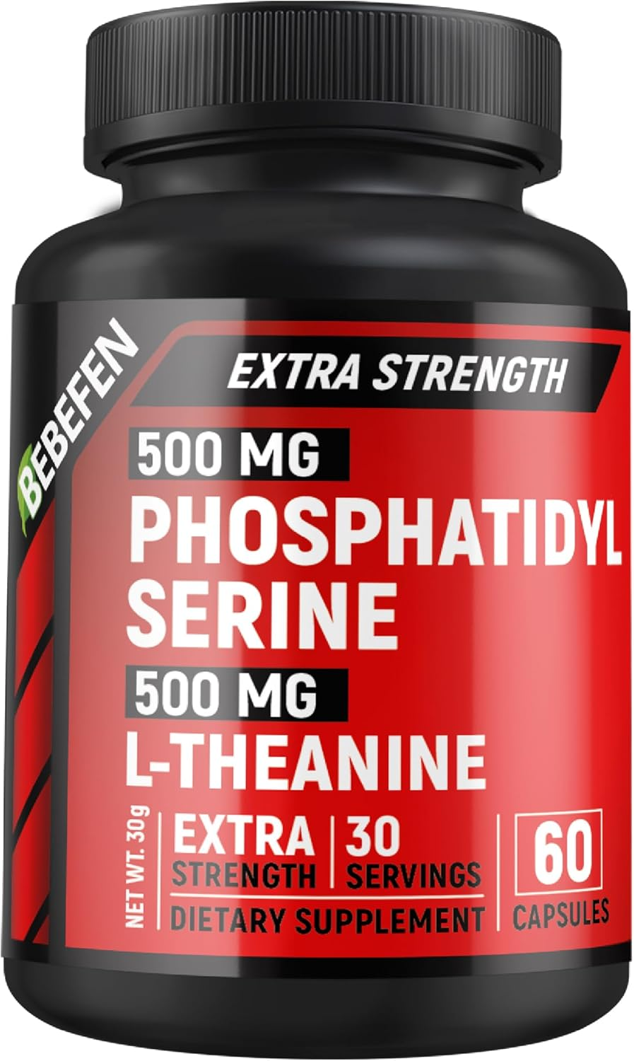 Phosphatidylserine Supplement 500Mg per Serving with L-Theanine 500 Mg, 60 Capsules (Phosphatidyl Serine Complex) by BEBEFEN image number 2