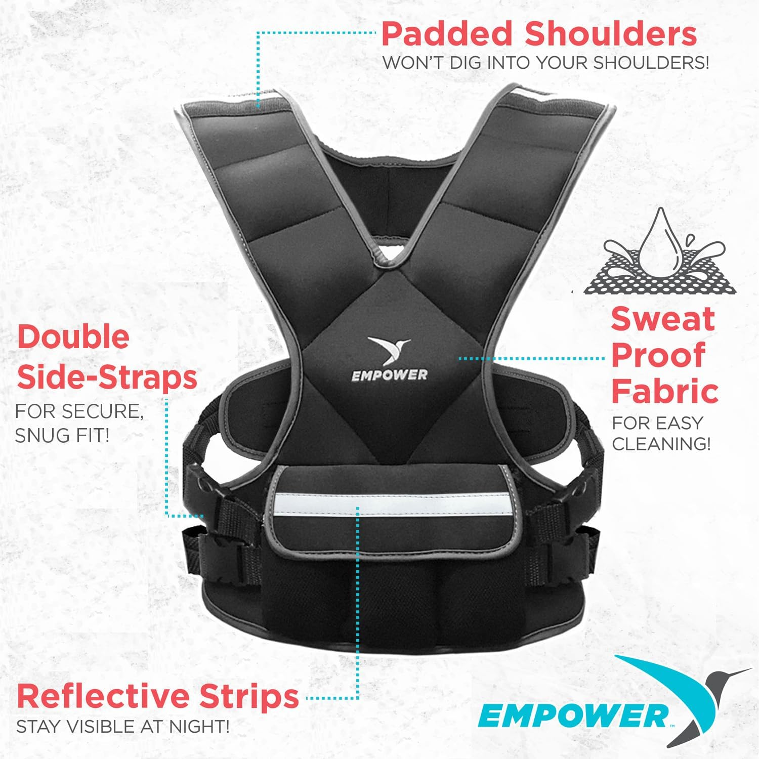 Empower Weighted Vest for Women - Ideal Body Vest for Adding Resistance Intensity to Workouts -Fixed 8Lbs or Adjustable 10 to 16Lbs