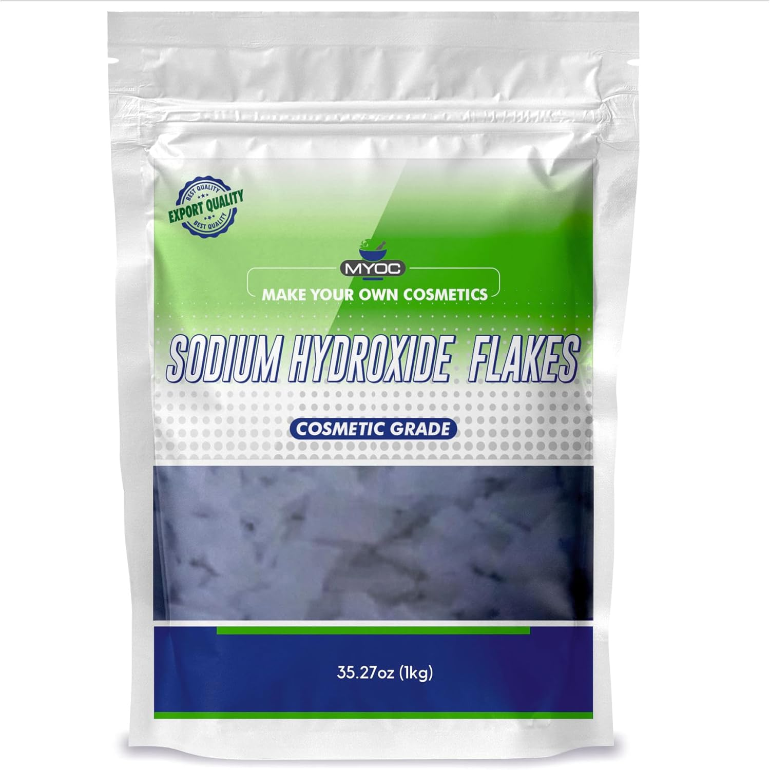 MYOC Sodium Hydroxide Flakes | Caustic Soda Lye | 1 Kg Pack | for Soap Making, Cleaning & DIY image number 1