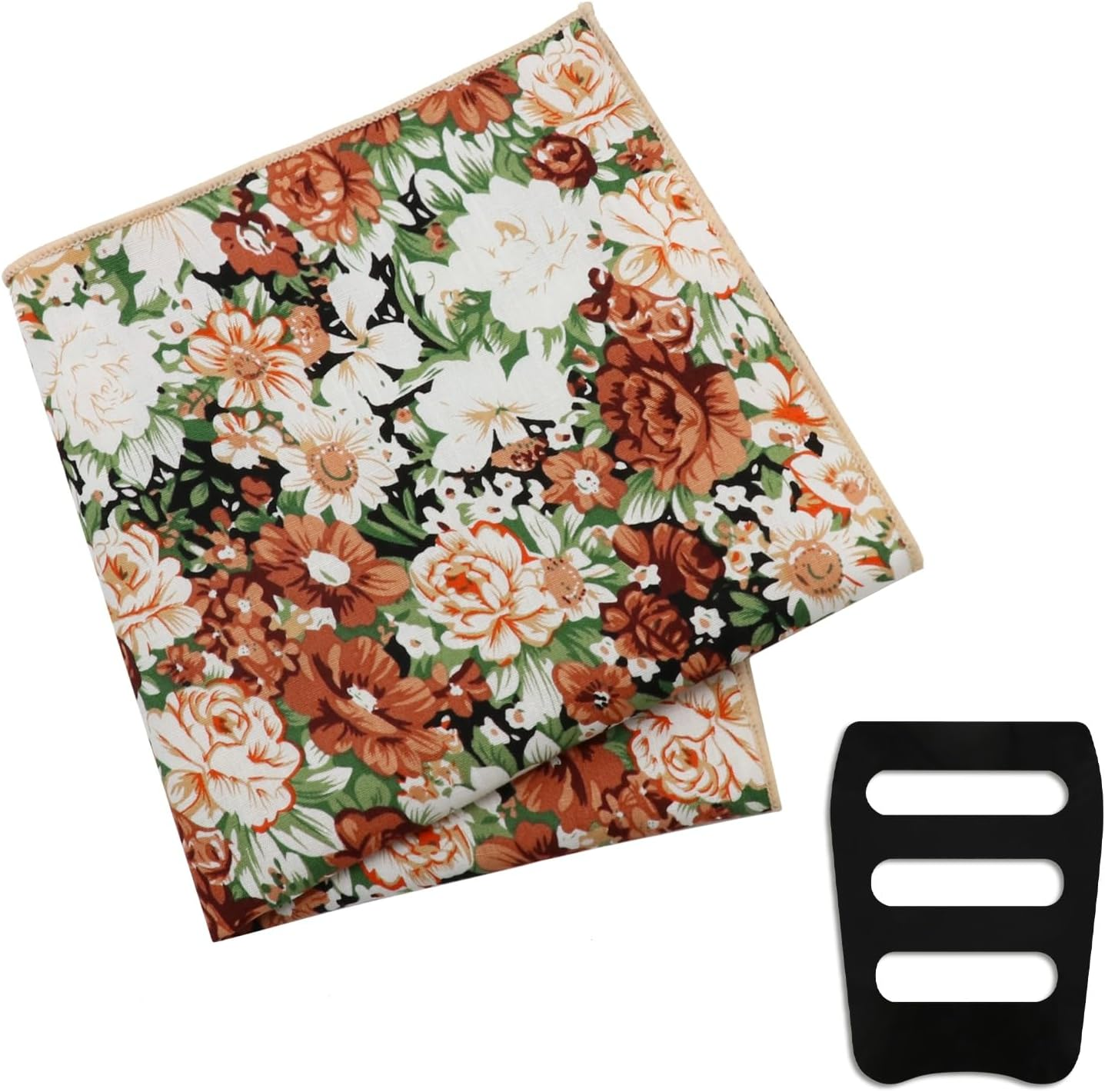 GHTIYLP Floral Pocket Squares for Men with Holder Printed Flower Mens Handkerchief Cotton Suit Pocket Hanky for Wedding