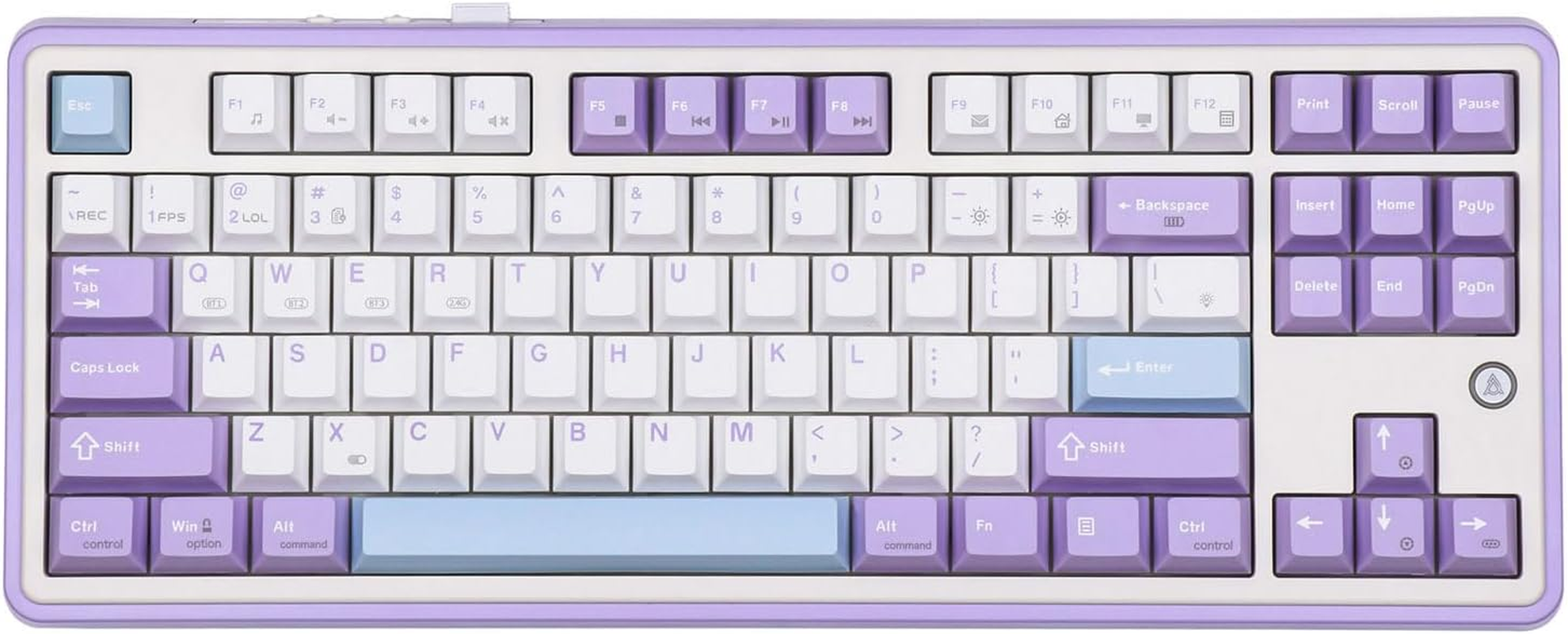 Mechlands Ajazz AK870 Gasket-Mounted Wireless Gaming Keyboard, 87 Keys Compact TKL Bt5.0/2.4Ghz/Usb-C Mechanical Keyboard, with 5-Layer Padding, Flex-Cut PCB for Win/Mac (Purple, Flying Fish Switch) image number 1