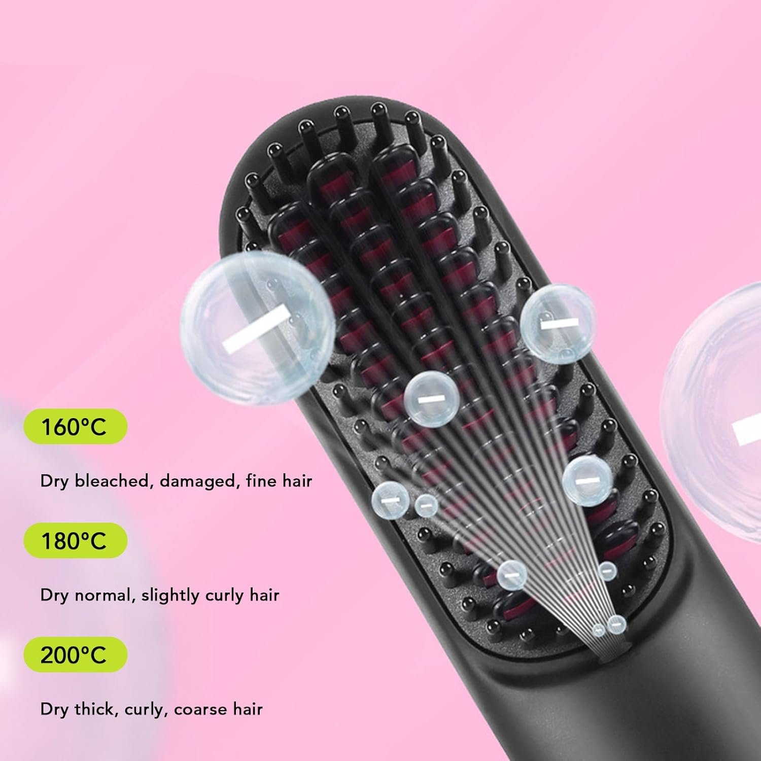 Portable Cordless Hair Straightener Brush with LED Temperature Display, Negative Ion Cordless Hair Straightener Brush with Hair Clip, Type C Cable, Carrying Pouch, Easy to Carry image number 1