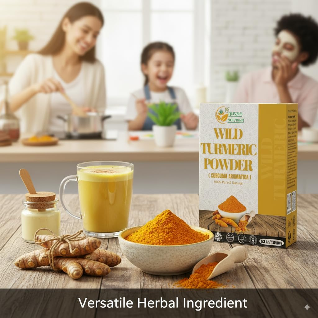 Herbs Botanica Wild Turmeric Powder Exfoliator| Amba Haldi Powder | Kasturi Manjal | Kasturi Turmeric150 Gms image number 3