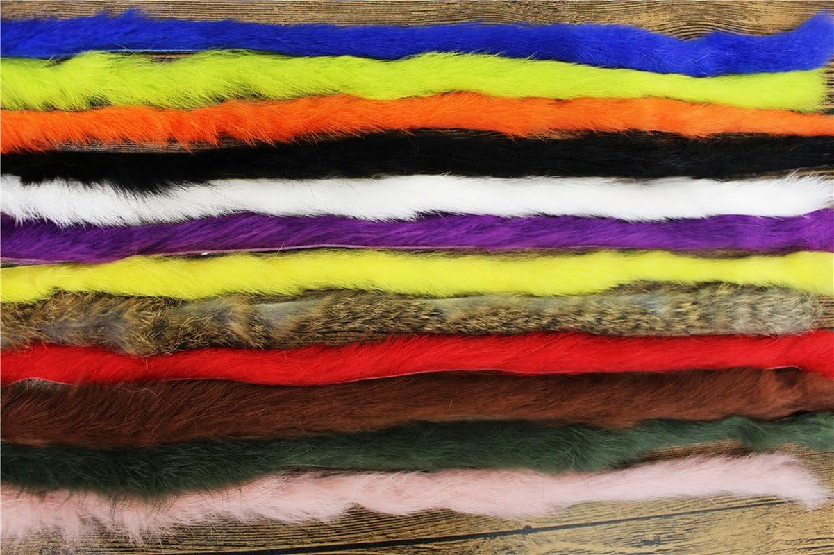 Tigofly 12 Colors Straight Cut Rabbit Zonker Strips 5MM Width Genuine Hare Hair Fur Streamers Fly Tying Materials image number 1