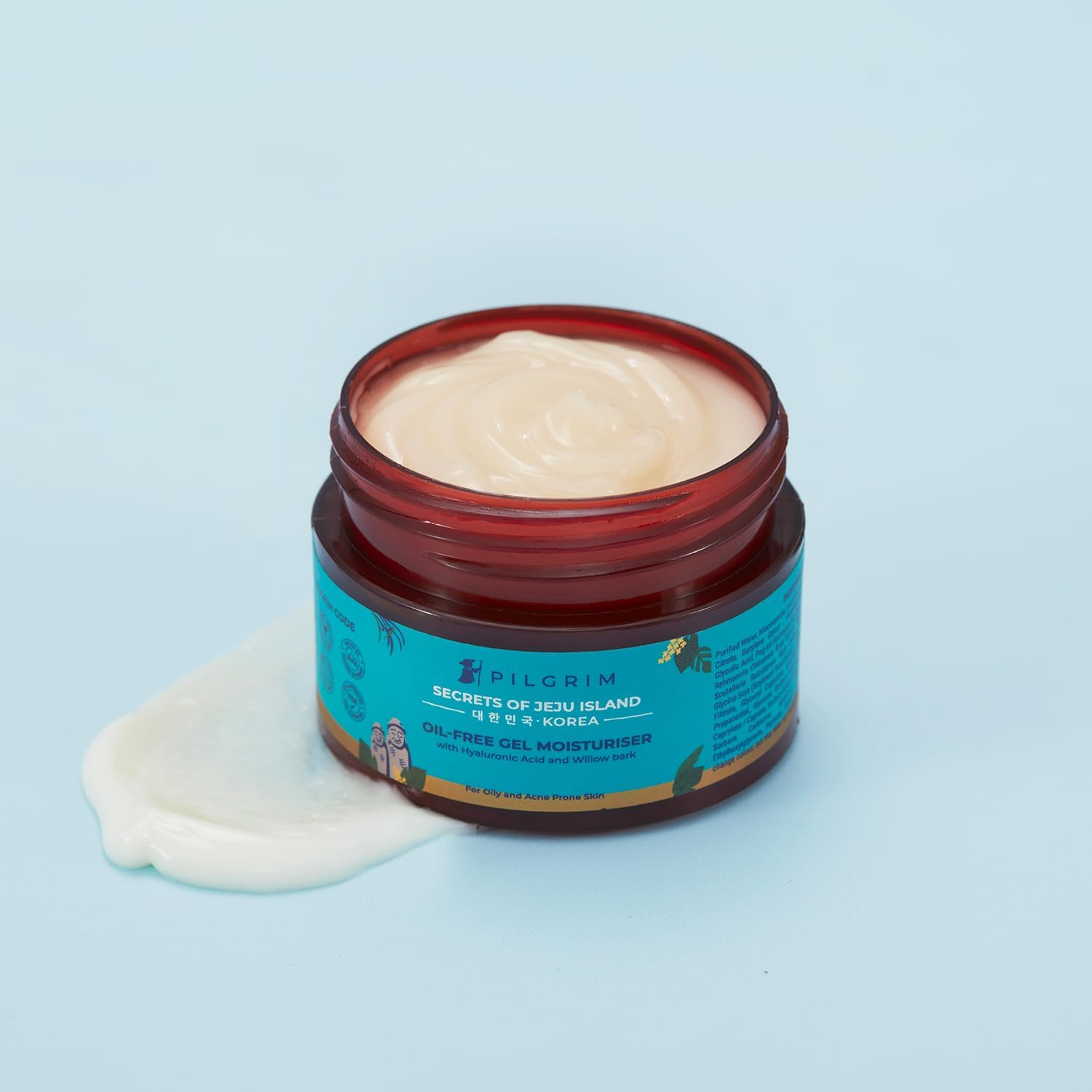 Pilgrim Korean Oil Free Gel Moisturizer for Oily Skin with Hyaluronic Acid & Willow Bark Extracts | Moisturiser for Face | Suitable for Oily & Acne-Prone Skin| Men & Women | Korean Skin Care | 50Gm image number 4