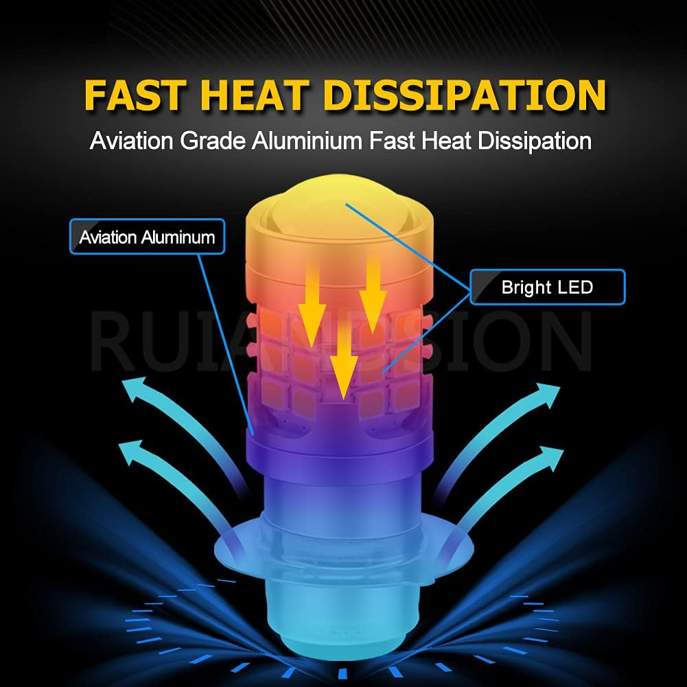 Ruiandsion H6M Light Bulb DC 6V P15D-25-1 Super Bright 2835 30SMD Chips P15D Motorcycle Light Bulb with High Low Beam,White image number 3