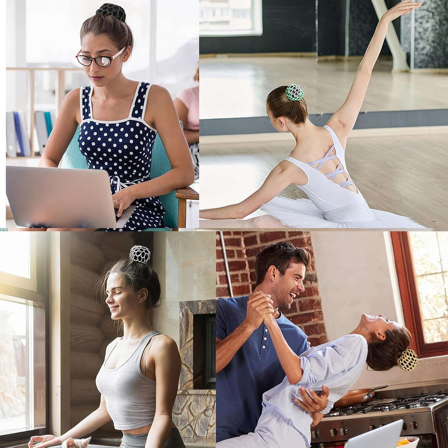 RT 6 Pieces Hair Net, Hair Nets Hairstyles, Bun Net, Bun Net, Hair Net Bun Net, Crystal Hair Net, Bun Nets, Ballet Hair Net, Bun Ballet Girls, Hair Net Ballet Children image number 6