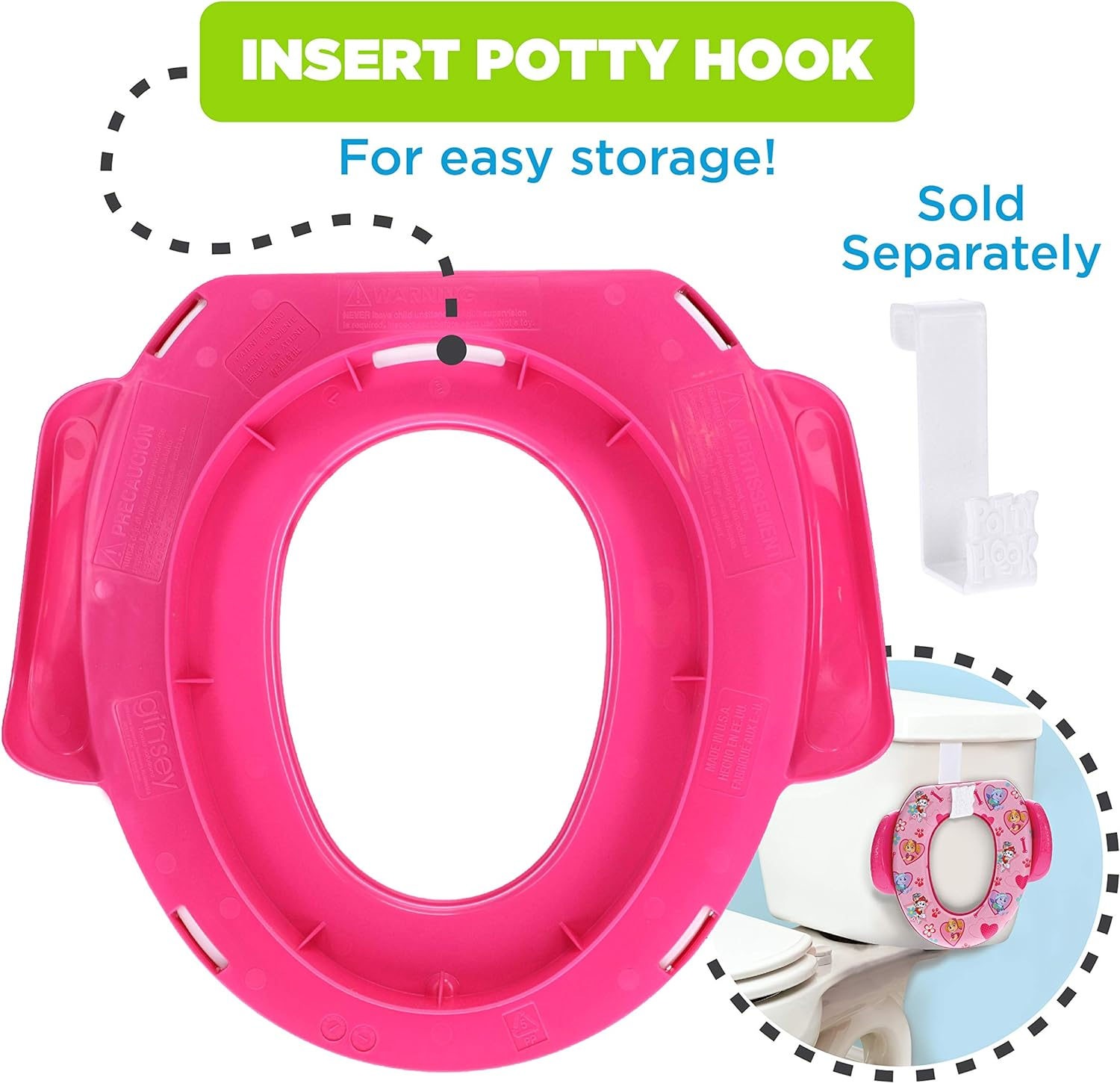 Nickelodeon Paw Patrol Skye and Everest Soft Potty Seat for Toilet Training Kids, Pink, Standard image number 1