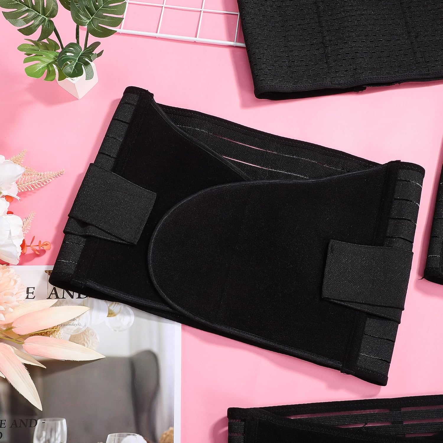 Postpartum Belly Band Waist Trimmer for Women Abdominal Binder Support Postpartum Recovery Belt for Moms Black image number 1