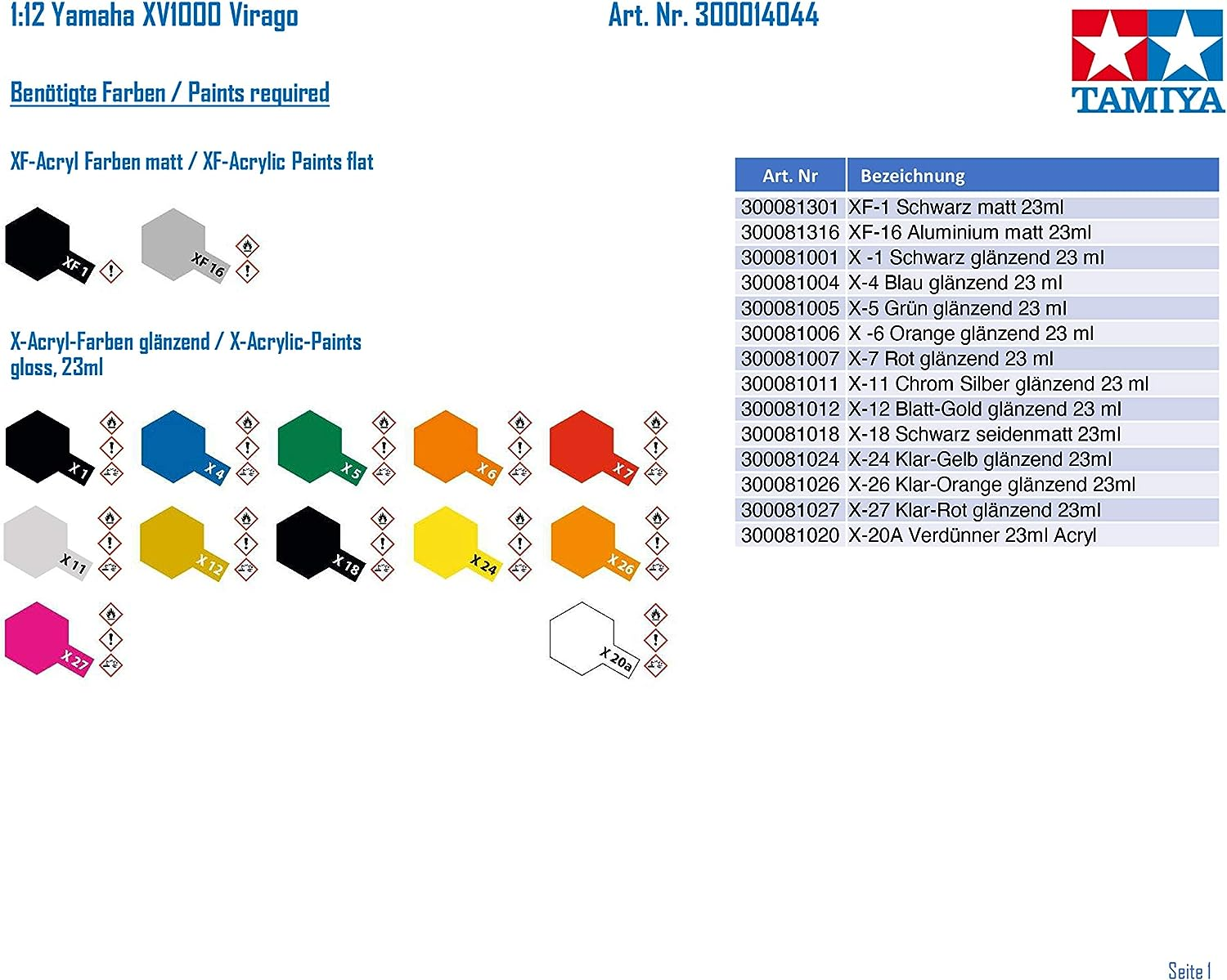 Tamiya 1:12 Scale Yamaha Virago Xv1000 Model Kit