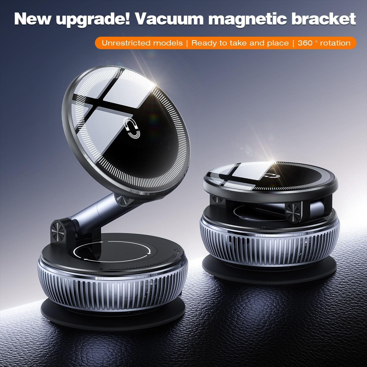 Magnetic Car Phone Holder with 360&deg; Rotation and Reinforced Ultra Suction Cup for Easy Installation - Universal Dashboard or Windshield Mount, Compatible with Magsafe, Iphone, and Android Devices image number 2