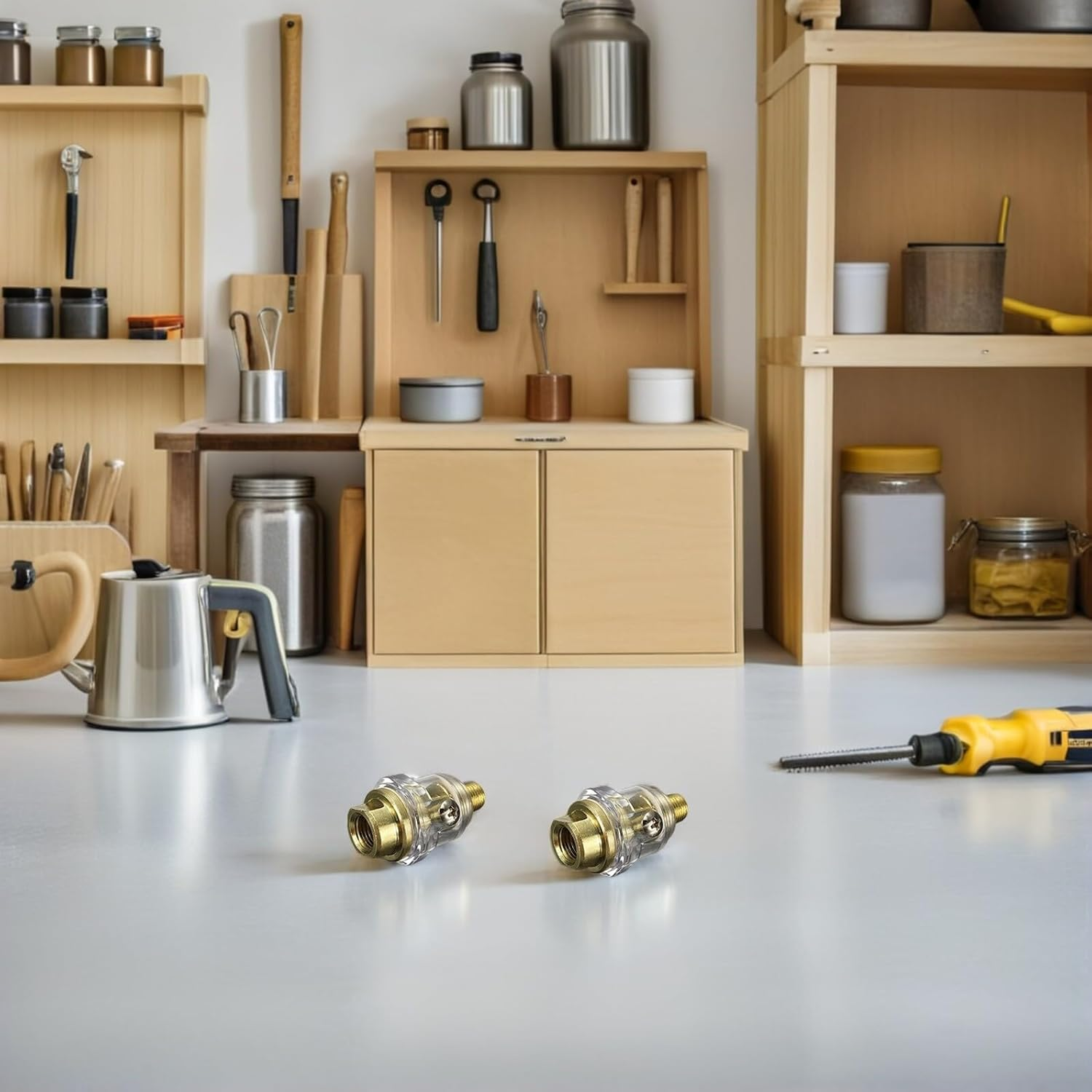 Yardenfun Mini In-Line Oiler and Pneumatic Lubricator 1/4 Inch Automatic Oil Water Separator for Air Tools, 2Pcs Set Compatible with Pneumatic Equipment image number 4